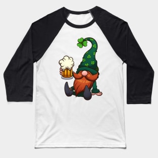 Leprechaun Gnome With Beer Baseball T-Shirt